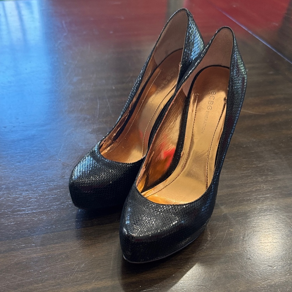 BCBGMaxAzria Shimmering Black Heels